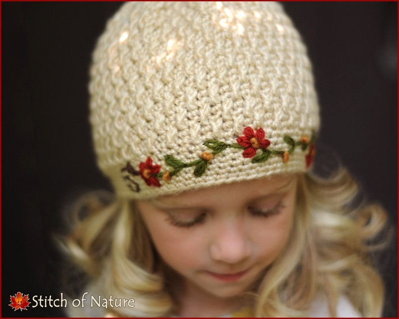 Crochet PATTERN - the Florence Beanie Hat With a Flower or Embroidered ...