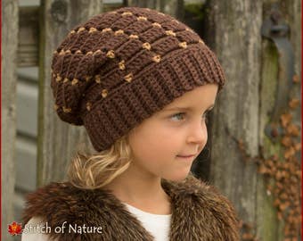 Crochet PATTERN - The Concord Beanie,Slouchy Beanie Pattern, Slouchy Hat Pattern (Toddler to Adult sizes - Girls, Boys) - id: 16041