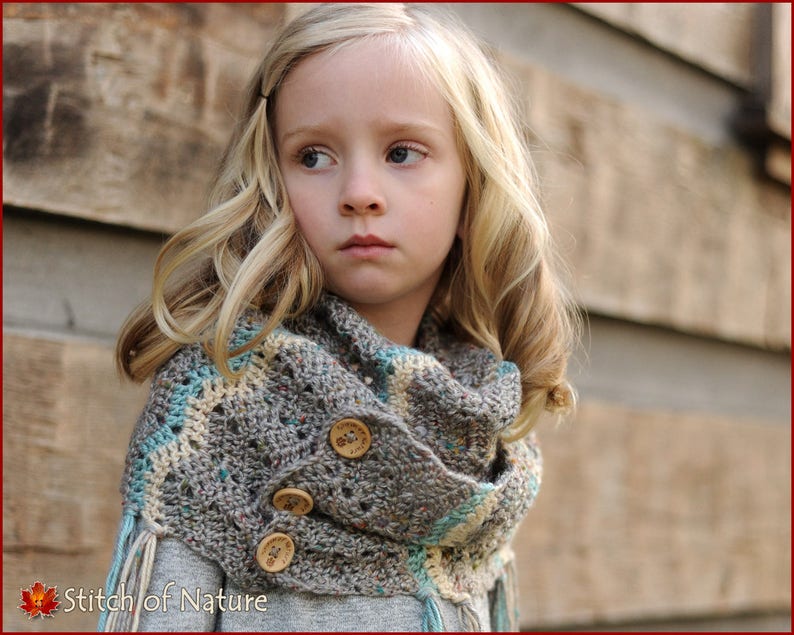 Crochet PATTERN The Birchwood Chevron Scarf, Infinity Scarf Pattern Toddler to Adult sizes Girls id: 16074 image 1