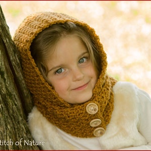 Crochet PATTERN The Philadelphia Hooded Scarf Pattern, Scarf with Hood and Buttons 18 doll, Toddler to Adult sizes Girls id: 16051 image 2