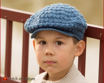 Crochet PATTERN - The Collins Scally Cap/Newsboy Hat, Girls Beret Pattern (18" doll, Newborn to Adult sizes - Girls, Boys) - id: 16038