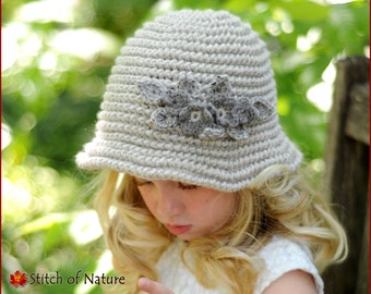 Crochet PATTERN - The Hillrose Corded Ridge Brimmed Hat, Cloche Hat Pattern (18 inch doll size, Toddler to Adult sizes - Girls) - id: 16014