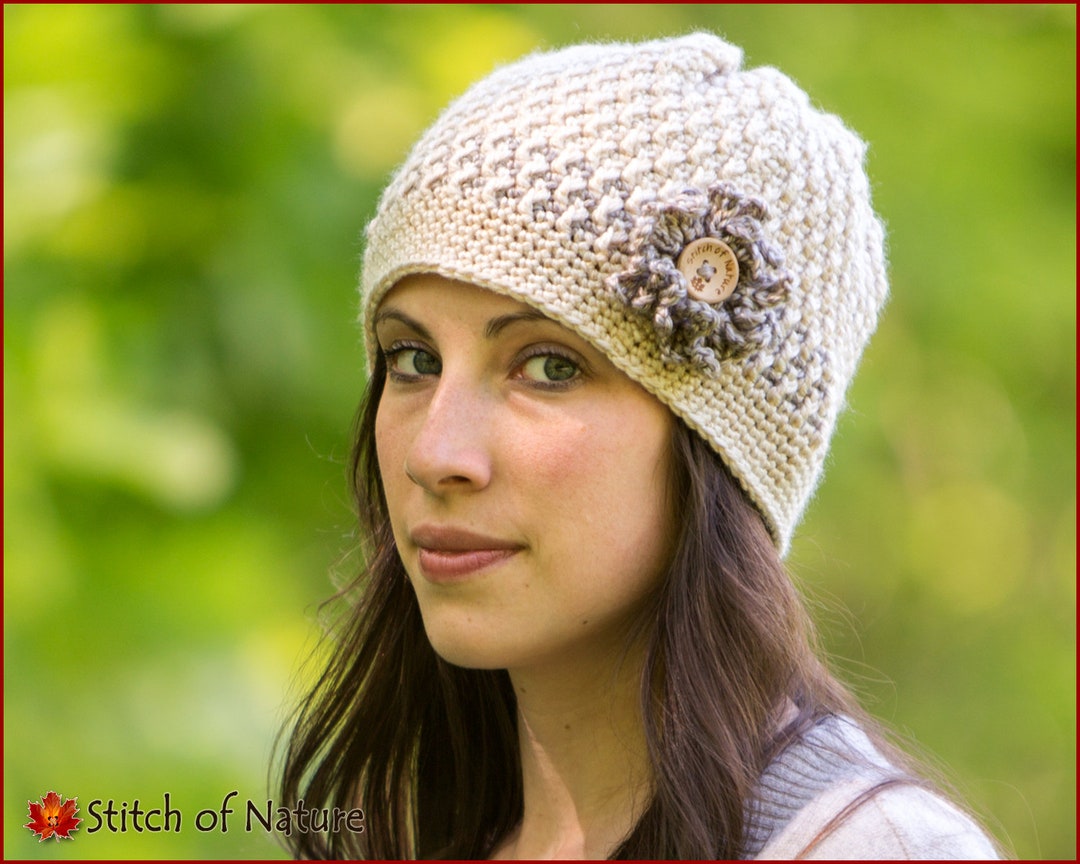 Crochet PATTERN - the Florence Beanie Hat With a Flower or Embroidered ...
