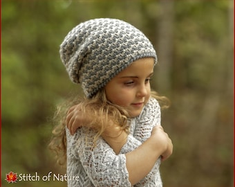 Crochet PATTERN - The Clark Slouchy Hat, Beanie Hat Pattern (18" doll, Baby to Adult sizes - Girls, Boys) - id: 16065