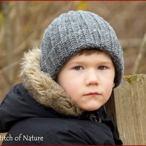 Crochet PATTERN - The Glenwood Brimmed Hat Pattern, Slouchy Beanie Pattern, Basic Ribbed Hat (Baby to Adult sizes - Girls/Boys) - id: 16040