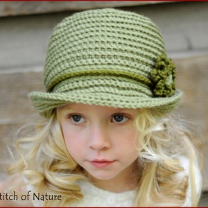 Crochet Hat PATTERN - The Lexington Brimmed Hat with a Flower, Cloche Hat (18 inch doll size, Toddler to Adult sizes - Girls) - id: 16009