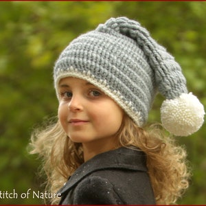 Crochet PATTERN - The Polaris Stocking Hat with a Pom-pom, Crochet Pixie Hat Pattern (Toddler to Adult sizes - Girls and Boys) - id: 16071
