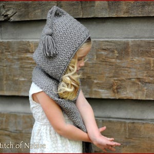 Crochet PATTERN The Elwood Hooded Scarf Toddler to Adult sizes Girls id: 16015 image 5