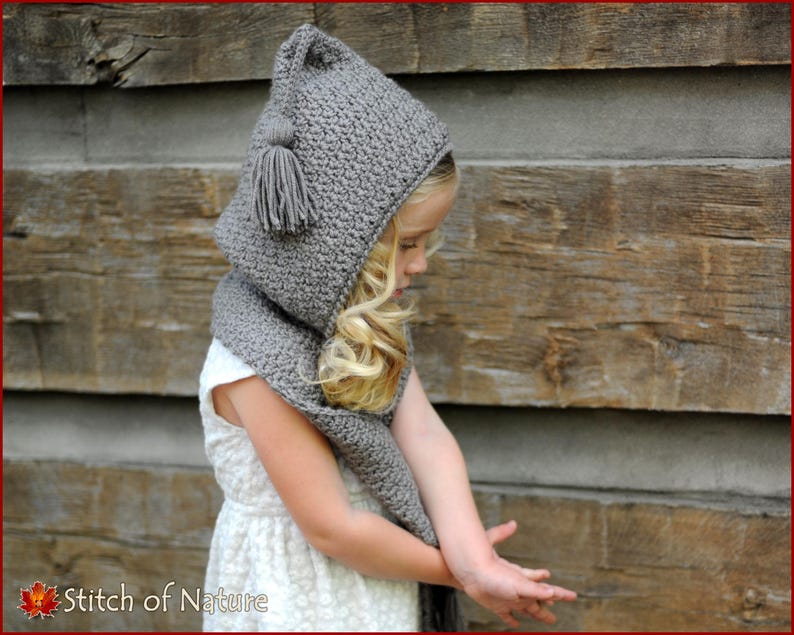 Crochet PATTERN The Elwood Hooded Scarf Toddler to Adult sizes Girls id: 16015 image 5