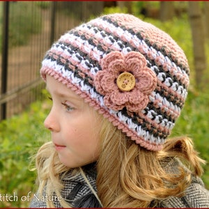 Crochet PATTERN - The Helena Beanie Pattern, Girls Hat Pattern  (18" doll to Adult sizes) - id: 16080