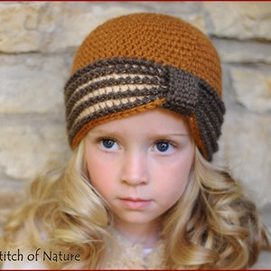 Crochet PATTERN The Eleanor Turban Hat, 1920s Hat Pattern Baby to Adult sizes Girls id: 16022 image 1