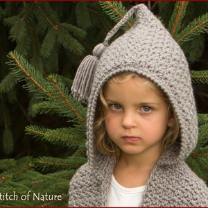 Crochet PATTERN - The Elwood Hooded Scarf  (Toddler to Adult sizes - Girls) - id: 16015