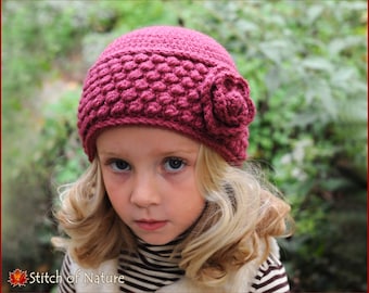 Crochet PATTERN - The Rosedale Vintage Hat Pattern, Beanie Pattern (18" Doll, Baby to Adult sizes - Girls) - id: 16046