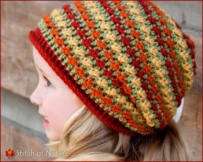 Crochet PATTERN The Autumn Brook Slouchy Hat Toddler to Adult sizes Girls, Boys id: 16008 image 3