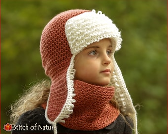 Crochet PATTERN - the Yukon Trapper Hat and Cowl, Bomber Hat
