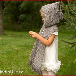 Crochet PATTERN The Elwood Hooded Scarf Toddler to Adult sizes Girls id: 16015 image 2