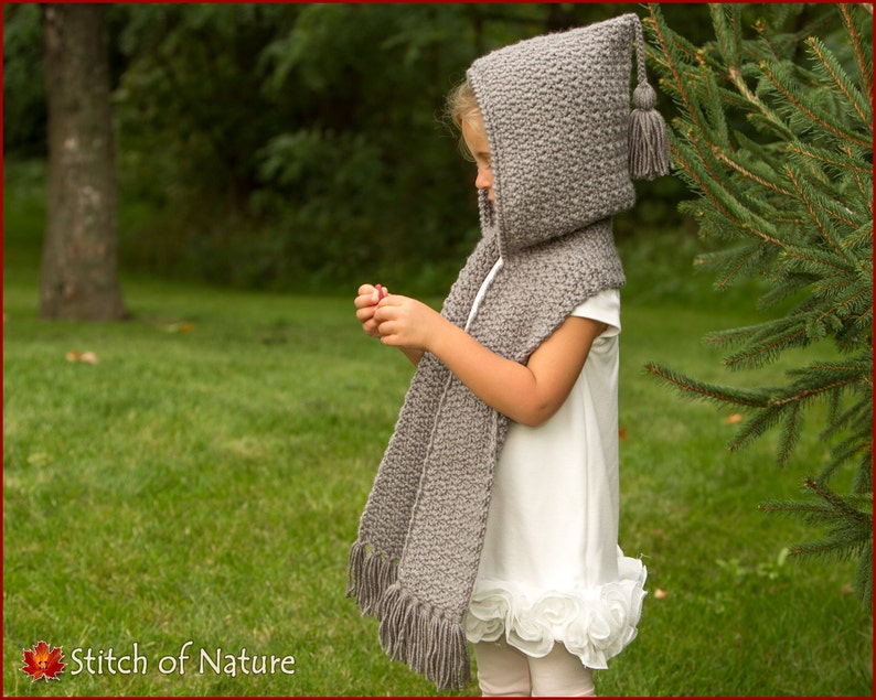 Crochet PATTERN The Elwood Hooded Scarf Toddler to Adult sizes Girls id: 16015 image 2