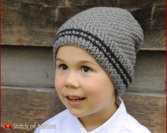 Crochet Hat PATTERN - The Bay Ridge Slouchy Hat, Slouchy Beanie Pattern  (Toddler to Adult sizes - Boys, Girls) - id: 16007