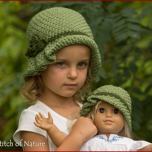 Crochet PATTERN - The Virginia Pleated Hat with a Rose, Cloche Hat, 1920s Hat (18" doll size, Toddler to Adult sizes - Girls) - id: 16029
