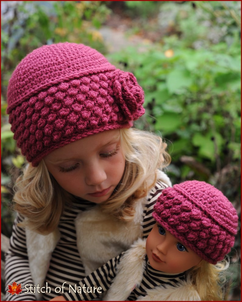 Crochet PATTERN The Rosedale Vintage Hat Pattern, Beanie Pattern 18 Doll, Baby to Adult sizes Girls id: 16046 image 5