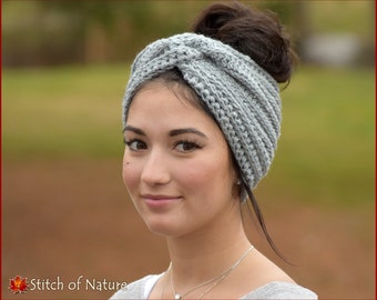 Crochet PATTERN - The Ashmore Twisted Headband Pattern, Crochet Turban Headband Pattern (Baby to Adult sizes - Girls) - id: 16127
