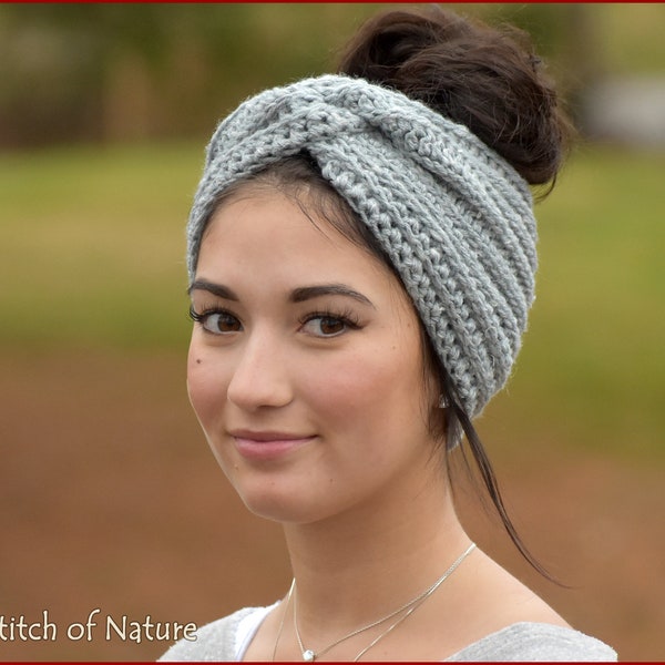 Crochet PATTERN - The Ashmore Twisted Headband Pattern, Crochet Turban Headband Pattern (Baby to Adult sizes - Girls) - id: 16127