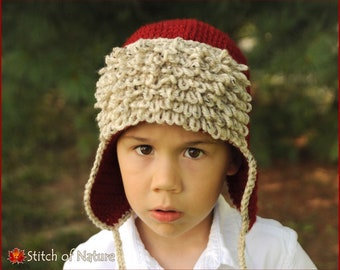 Crochet PATTERN - The Red Baron Aviator Hat, Pilot Hat Pattern  (Newborn to Adult sizes - Girls, Boys) - id: 16067