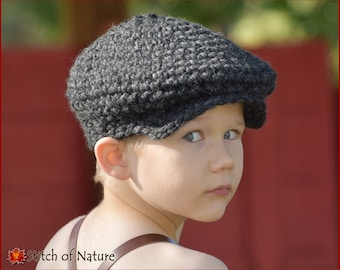 Crochet PATTERN - The Bronx  Newsboy Hat Pattern, Scally Cap Pattern, 1920s Hat Pattern (Toddler to Adult sizes) - id: 16100