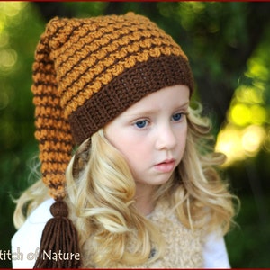 Crochet PATTERN - The Wisteria Stocking Hat Pattern, Long Tailed Pixie Hat Pattern  (Baby to Adult sizes - Girls and Boys) - id: 16018