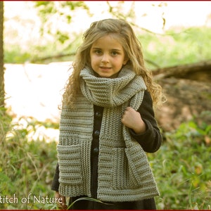 Crochet PATTERN The Tacoma Button Hood Scarf Pattern, Hooded Scarf, Pocket Scarf, Pocket Shawl Pattern Toddler Adult sizes id: 16117 image 2