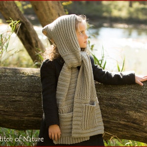 Crochet PATTERN The Tacoma Button Hood Scarf Pattern, Hooded Scarf, Pocket Scarf, Pocket Shawl Pattern Toddler Adult sizes id: 16117 image 6