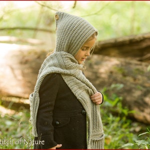 Crochet PATTERN The Tacoma Button Hood Scarf Pattern, Hooded Scarf, Pocket Scarf, Pocket Shawl Pattern Toddler Adult sizes id: 16117 image 5