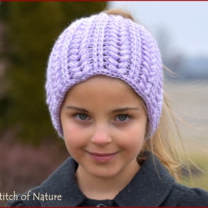 Crochet PATTERN - The Addison Messy Bun Hat Pattern (18" doll, Baby to Adult sizes - Girls) - id: 16110