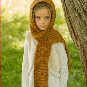 Crochet PATTERN The Philadelphia Hooded Scarf Pattern, Scarf with Hood and Buttons 18 doll, Toddler to Adult sizes Girls id: 16051 image 6