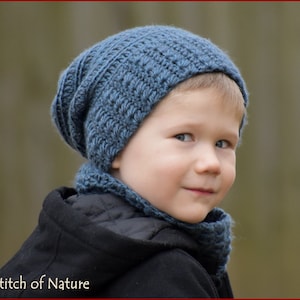 Crochet PATTERN - The Belleville Slouchy Hat and Cowl Set Pattern (Baby to Adult sizes - Boys, Girls) - id: 16087