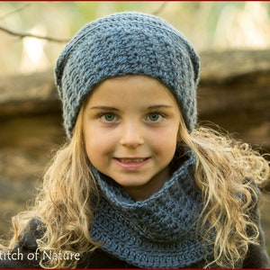 Crochet PATTERN - The Belleville Slouchy Hat and Cowl Set Pattern (Baby to Adult sizes - Boys, Girls) - id: 16087