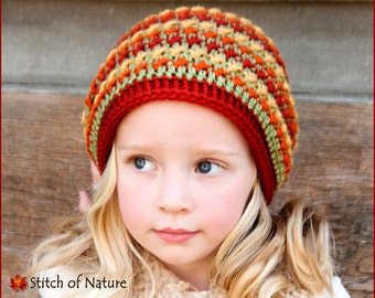 Crochet PATTERN - The Autumn Brook Slouchy Hat  (Toddler to Adult sizes - Girls, Boys) - id: 16008