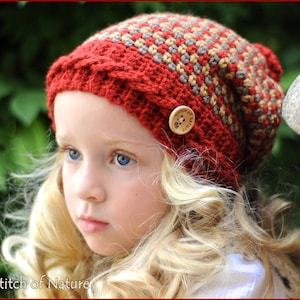 Crochet Hat PATTERN - The Claiborne Slouchy Hat  (Toddler to Adult sizes - Girls, Boys) - id: 16023