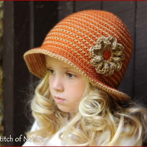 Crochet PATTERN - The Carolina Brimmed Hat with a Jute Twine Flower, Hat Pattern (18 inch doll, Toddler to Adult sizes - Girls) - id: 16017