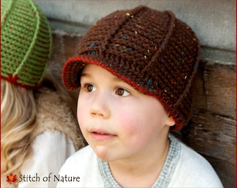 Crochet Derby Hat Pattern – Appleton Design, Ribbed Newsboy Style, Baby to Adult (PDF Pattern)
