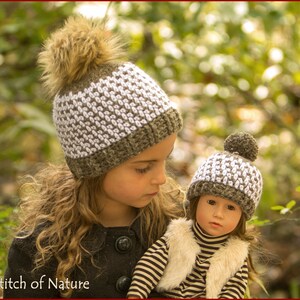 Crochet PATTERN The Wiley Beanie with a Fur Pom-pom Kidz & Cats doll, 18 doll, Baby to Adult sizes Girls and Boys id: 16086 image 5