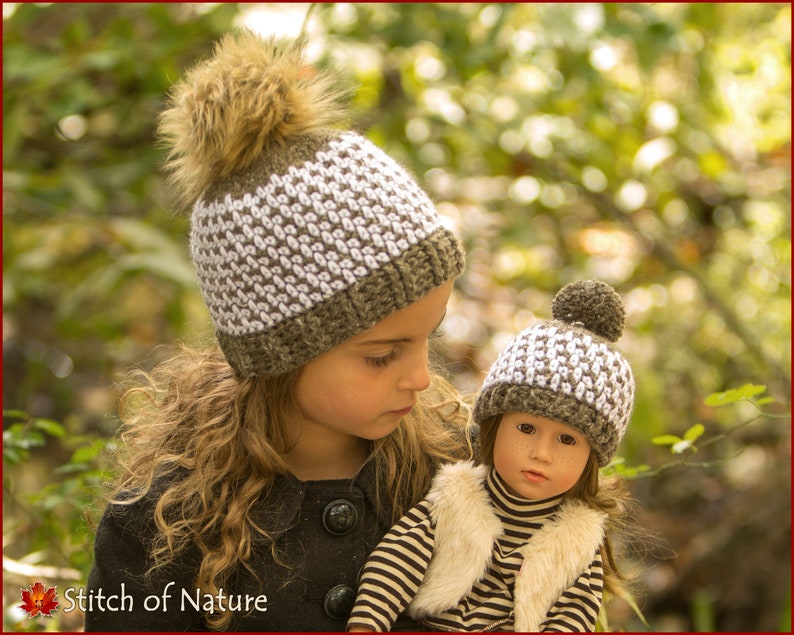 Crochet PATTERN The Wiley Beanie with a Fur Pom-pom Kidz & Cats doll, 18 doll, Baby to Adult sizes Girls and Boys id: 16086 image 5