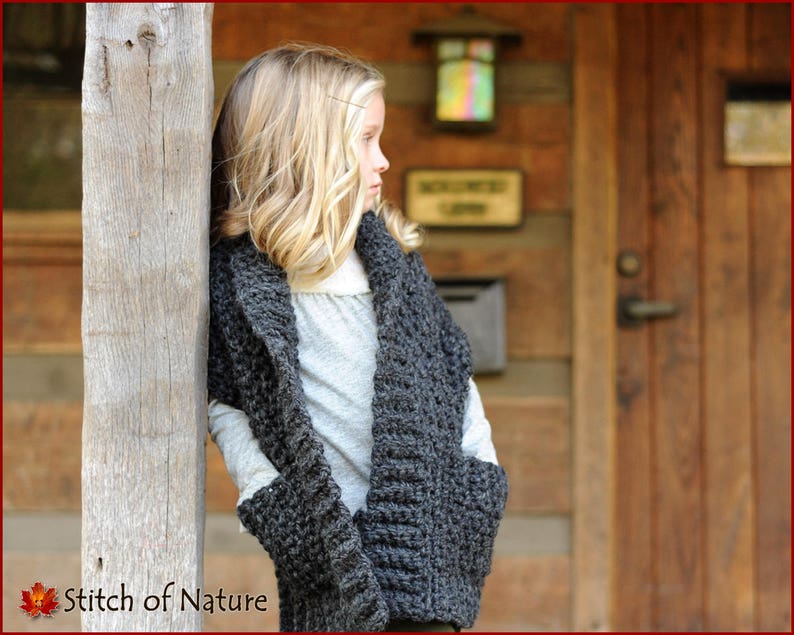 Crochet PATTERN The Westfield Pocket Wrap Pattern, Crochet Pocket Shawl Pattern Toddler to Adult sizes Girls id: 16045 image 1