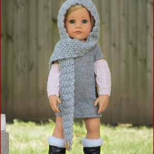 Crochet PATTERN The Philadelphia Hooded Scarf Pattern, Scarf with Hood and Buttons 18 doll, Toddler to Adult sizes Girls id: 16051 image 9