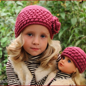 Crochet PATTERN The Rosedale Vintage Hat Pattern, Beanie Pattern 18 Doll, Baby to Adult sizes Girls id: 16046 image 2