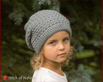 Crochet PATTERN - The Cooper Slouchy Hat, Slouchy Beanie Pattern (18" Doll Size, Baby to Adult sizes - Girls, Boys) - id: 16028