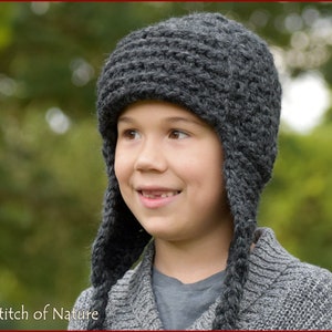 Crochet PATTERN the Albion Ear Flap Hat Pattern toddler to Adult Sizes ...