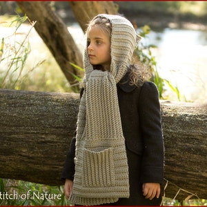 Crochet PATTERN The Tacoma Button Hood Scarf Pattern, Hooded Scarf, Pocket Scarf, Pocket Shawl Pattern Toddler Adult sizes id: 16117 image 7