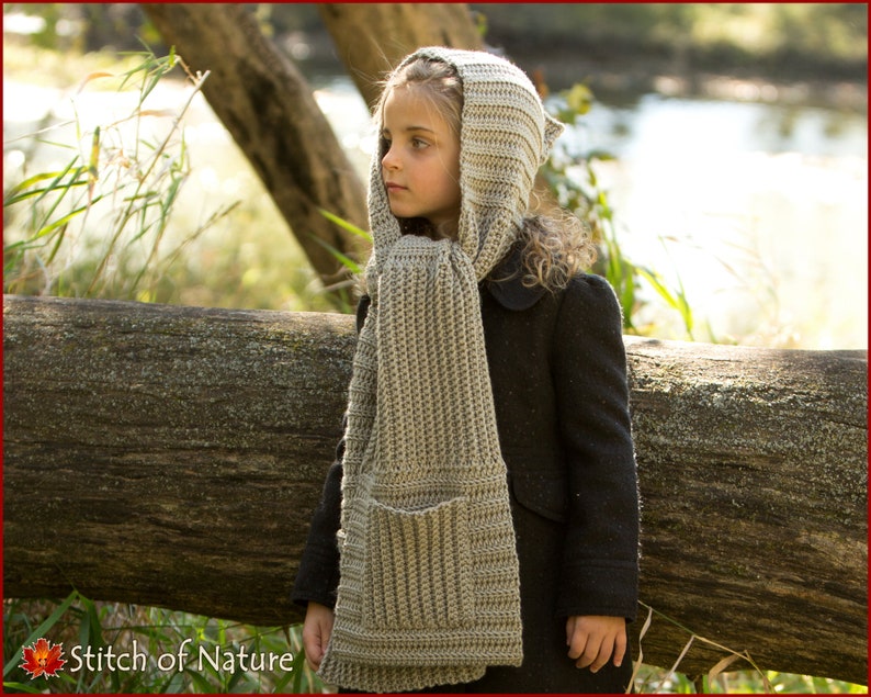 Crochet PATTERN The Tacoma Button Hood Scarf Pattern, Hooded Scarf, Pocket Scarf, Pocket Shawl Pattern Toddler Adult sizes id: 16117 image 7