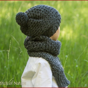 Crochet PATTERN - The Hartford Slouchy Hat and Scarf Set Pattern (Baby to Adult sizes - Boys, Girls) - id: 16073
